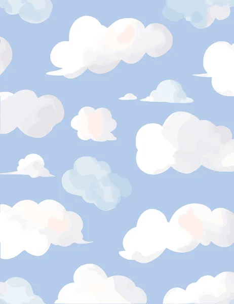 雲の壁紙 水彩の背景 継ぎ目が無いパターン 雲の絵画 — ストックベクタ