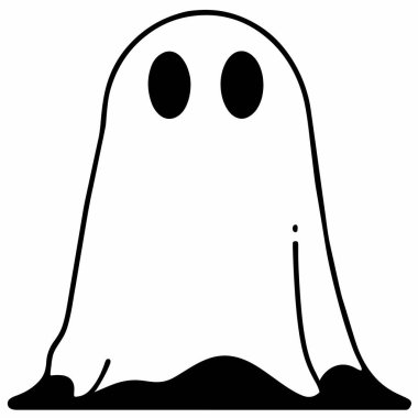 Beyaz çarşaf altında izole edilmiş hayalet, Cadılar Bayramı nesneleri, simgesi 