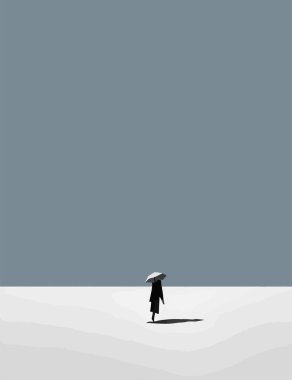 Yalnızlığı olan kız, minimalist sanat, sürrealizm, soyut