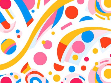 Beyaz arka planda çeşitli renklerde soyut geometrik şekiller. üretici ai