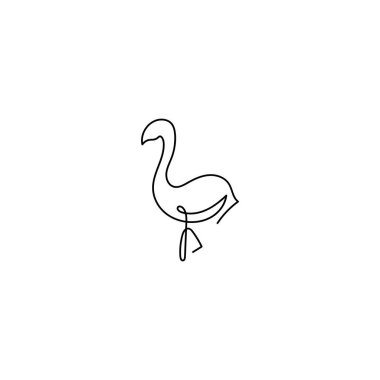 Flamingo hattı devam ediyor. bir minimalist flamingo çizgisi monoline logo vektör simgesi illüstrasyonu