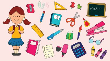 Çocuklar vektör illüstrasyonu rengini çiziyorlar çocuklar okulunu sözcük lekeleri belirliyor