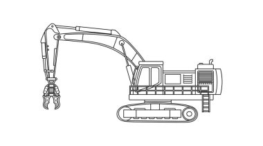 El çizimi Vektör illüstrasyon Rengi Çocuklar Kelime Beneklendirme ile tırnak kazıcı inşa makinesi Clipart