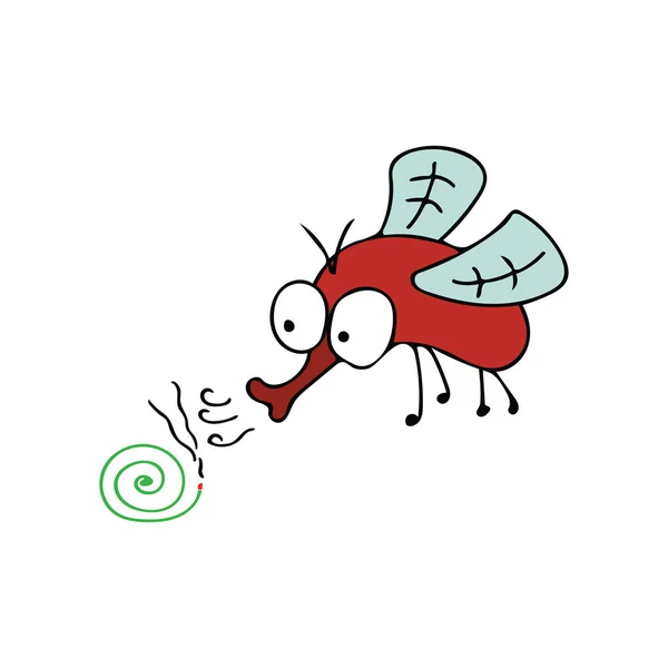Crianças Desenho Engraçado Mosquito Com Bobina Mosquito Desenhos Animados Animal — Vetor de Stock