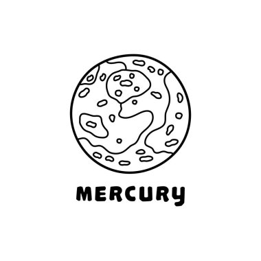 El çizimi Vektör illüstrasyon rengi çocuklar Merkür simgesi düz tasarım resimleme