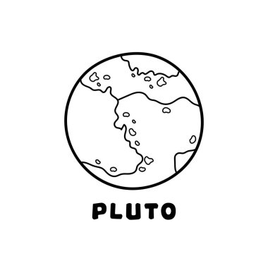 El çizimi Vektör illüstrasyon rengi çocuklar pluto simgesi düz tasarım illüstrasyonu