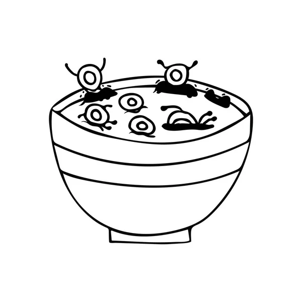 Mão Desenhado Engraçado Cereal Natação Leite Splash Vetor Cartoon Mascote — Vetor de Stock