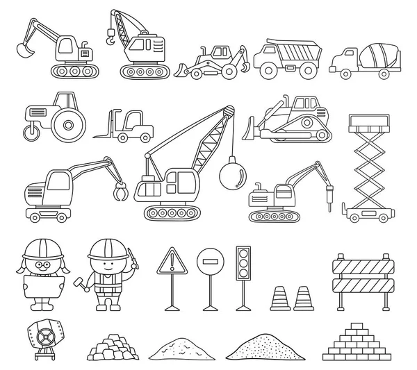 Dessin Main Série Complète Illustration Vectorielle Machines Construction Style Enfant — Image vectorielle
