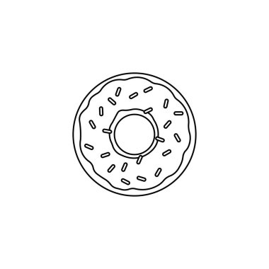 Elle çizilmiş çocuklar pembe jöleli Vektör illüstrasyon çöreği çiziyorlar. donut simgesi vektör düz çizgi filmi izole edildi