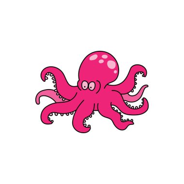 Beyaz arka planda izole edilmiş şirin ahtapot çizen çocuklar.
