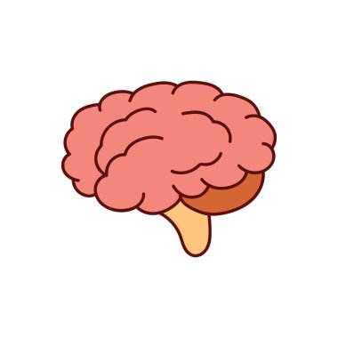 Beyaz Arkaplanda izole edilmiş Çizgi film Vektörü illüstrasyon beyin simgesi çizen çocuklar