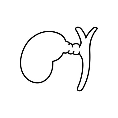 El çizimi Çocuklar, Beyaz Arkaplanda izole edilmiş Çizgi film Vektör Çizimi safra kesesi ikonu