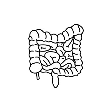 El çizimi Çocuklar, Beyaz Arkaplanda izole edilmiş Çizgi film Vektör illüstrasyon bağırsak ikonu çiziyor