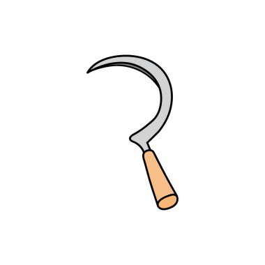 Çizgi film Vektör çizimi yapan çocuklar Beyaz Arkaplan üzerinde izole şirin orak çiftçi araç simgesi