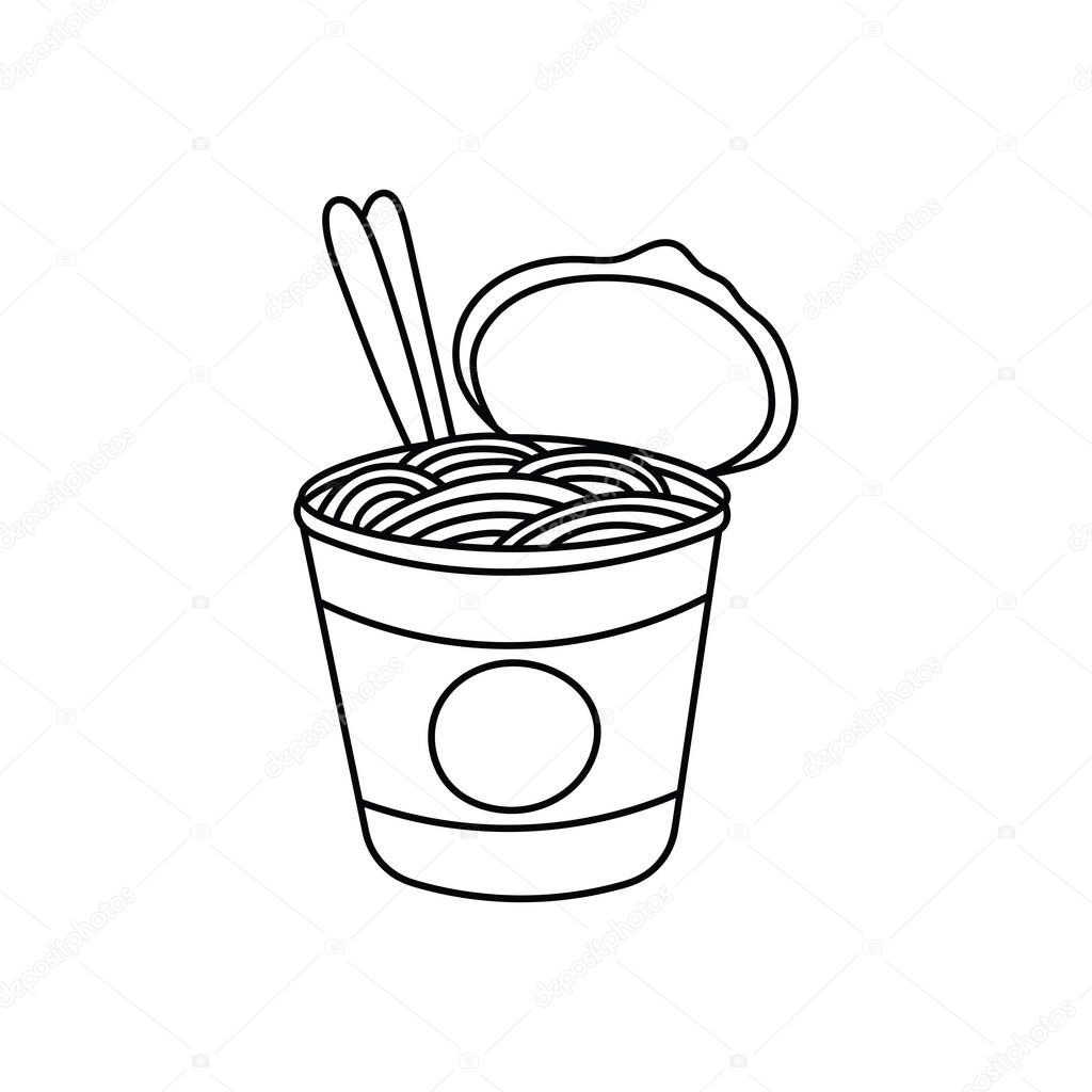Hand drawn Kids drawing Cartoon Vector illustration cup noodles icon Isolated on White Background
