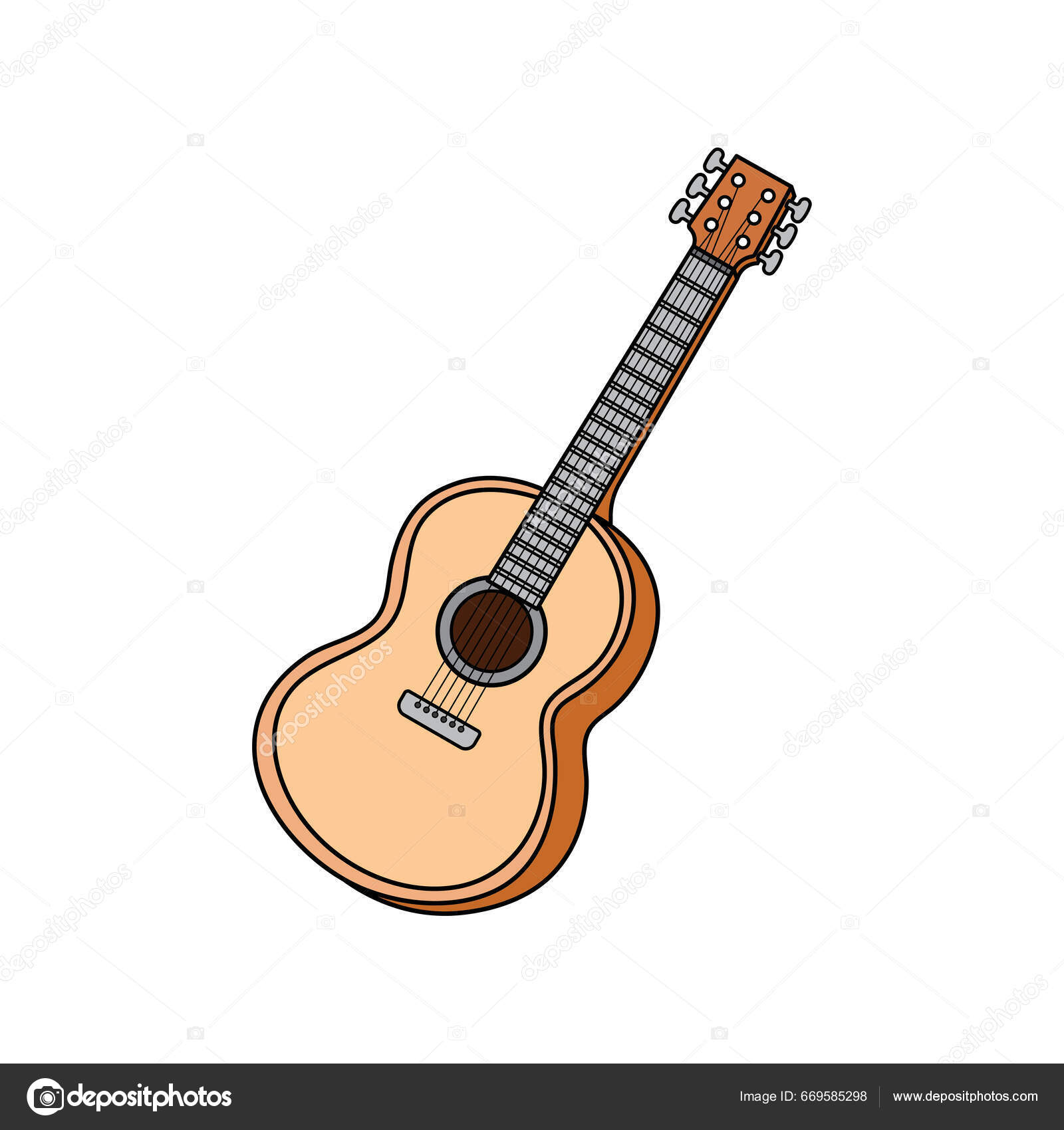 Kids Drawing Cartoon Vector Illustration Guitar Icon Isolated White  Background Stock Vector by ©wordspotrayal 669585298