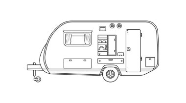 El çizimi Çocuklar Beyaz Arkaplanda izole edilmiş Karikatür Vektör Çizimi karavan simgesi