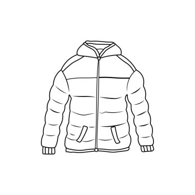 El çizimi Çocuklar, Beyaz Arkaplanda izole edilmiş Çizgi Film Vektörü illüstrasyon kış ceketi simgesi çiziyor