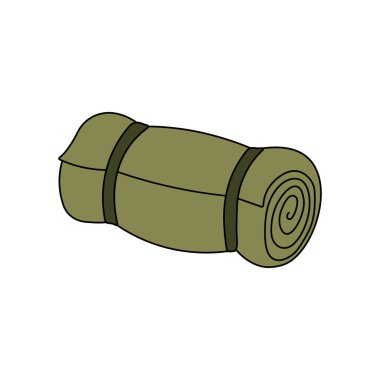 Çocuklar Beyaz Arkaplanda izole edilmiş Çizgi film Vektör illüstrasyon uyku tulumu simgesi çiziyorlar