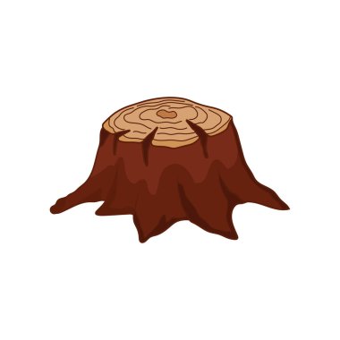 Beyaz Arkaplanda izole edilmiş Çizgi film Vektörü illüstrasyon Ağacı ağaç kütüğü simgesi çizen çocuklar