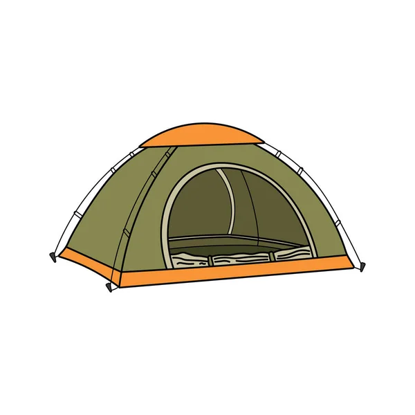 Kids Tekening Cartoon Vector Illustratie Camping Tent Geïsoleerd Witte Achtergrond — Stockvector