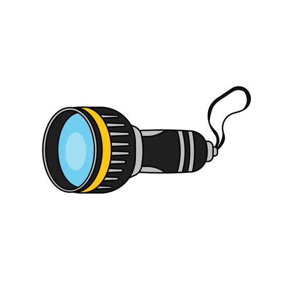 Kids Drawing Cartoon Vector Illustration Flashlight Icon Isolated White Background — Stock Vector