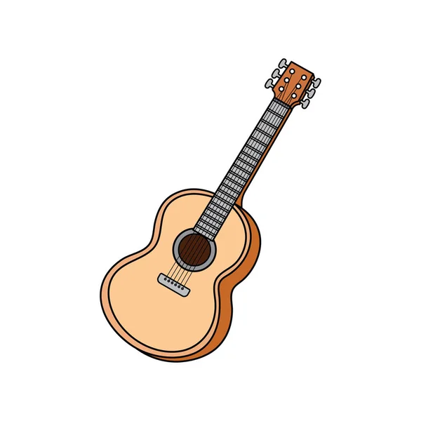 Kids Drawing Cartoon Vector Illustration Guitar Icon Isolated White Background — Stock Vector