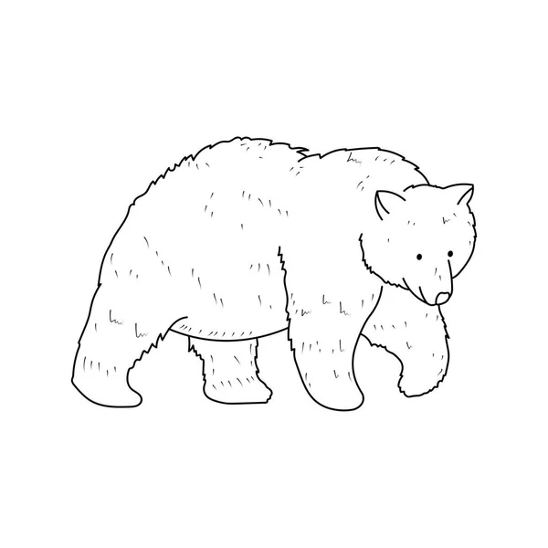 Ručně Kreslené Děti Kresba Cartoon Vector Ilustrace Medvěd Ikon Izolované — Stockový vektor