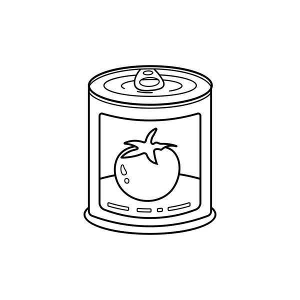 Hand Ritade Barn Rita Tecknad Vektor Illustration Burk Tomater Ikon — Stock vektor