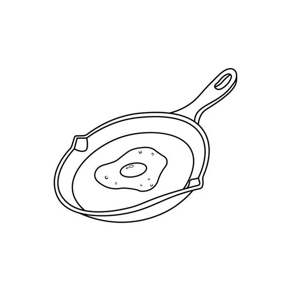 Hand Drawn Kids Drawing Cartoon Vector Illustration Frying Pan Fried — Stock Vector