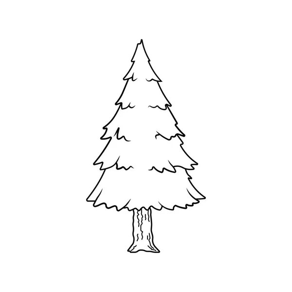 Handgezeichnete Kinder Zeichnung Cartoon Vector Illustration Kiefernbaum Isoliert Auf Weißem — Stockvektor