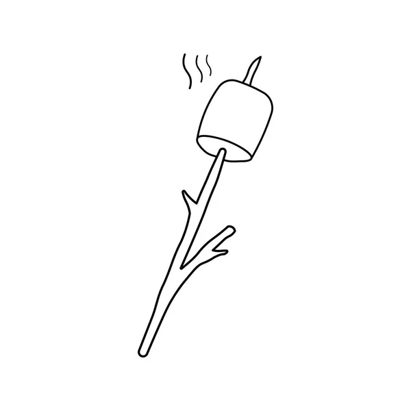 Ručně Kreslené Děti Kresba Cartoon Vector Ilustrace Pražený Marshmallow Izolované — Stockový vektor