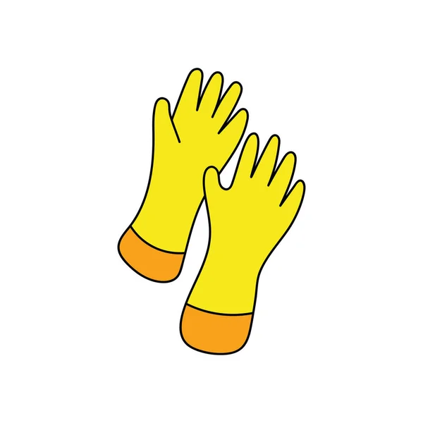 Kids Tekening Cartoon Vector Illustratie Rubber Handschoen Geïsoleerd Witte Achtergrond — Stockvector