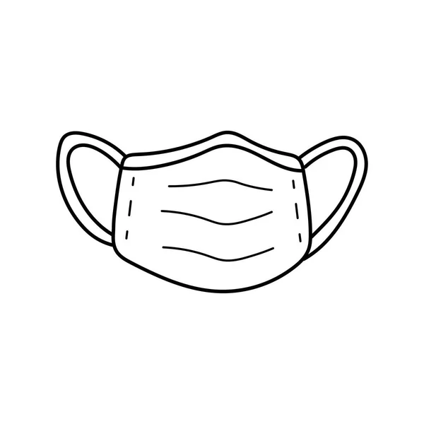 Hand Ritade Barn Rita Tecknad Vektor Illustration Medicinsk Mask Isolerad — Stock vektor