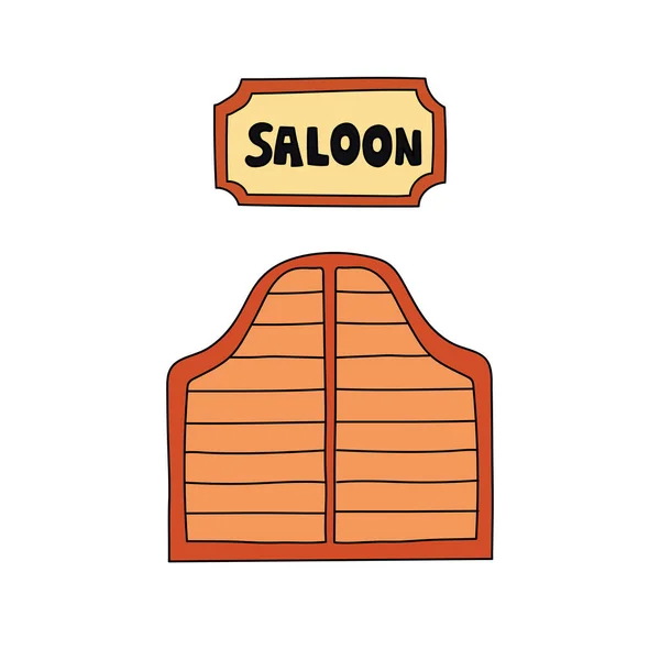 Dětská Kresba Cartoon Vector Ilustrace Divoký Západ Saloon Houpacími Dveřmi — Stockový vektor