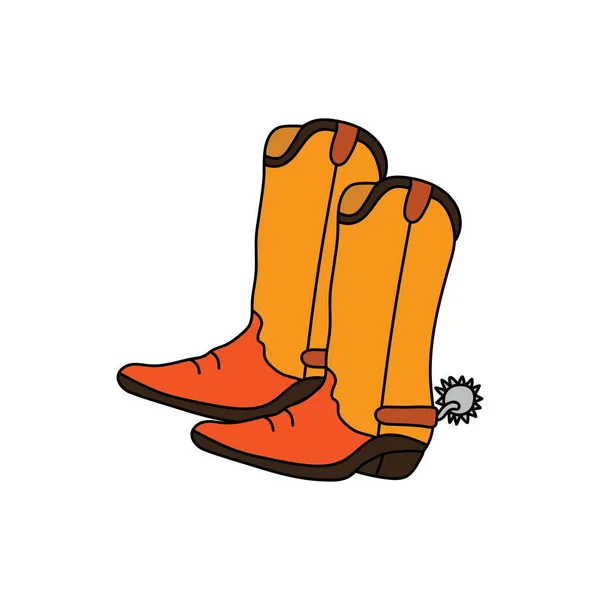 Kids Drawing Cartoon Vector Illustration Cowboy Boots Icon Isolated White — Stock Vector