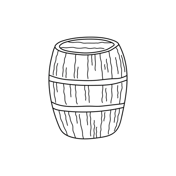Hand Drawn Kids Drawing Cartoon Vector Illustration Wooden Barrel Icon — Stock Vector