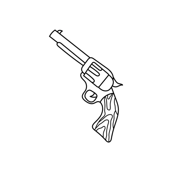 Handgezeichnete Kinder Zeichnung Cartoon Vector Illustration Revolver Pistole Symbol Isoliert — Stockvektor
