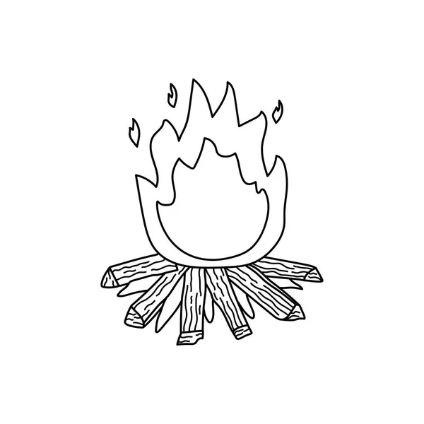 Hand Drawn Kids Drawing Cartoon Vector Illustration Flat Campfire Icon — Stock Vector