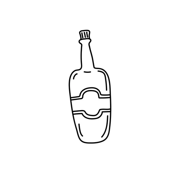 Hand Drawn Kids Drawing Cartoon Vector Illustration Bottle Wine Icon — Stock Vector