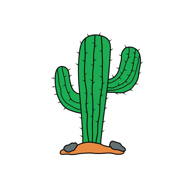 Dětská Kresba Kaktusová Ikona Kresleného Vektoru Izolované Bílém Pozadí — Stockový vektor