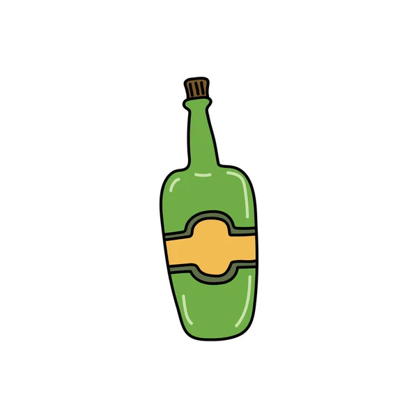 Παιδιά Σχέδιο Cartoon Vector Εικονογράφηση Μπουκάλι Κρασί Εικονίδιο Απομονωμένο Λευκό — Διανυσματικό Αρχείο