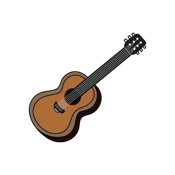 Kids Drawing Cartoon Vector Illustration Classic Guitar Icon Isolated White — Stock Vector