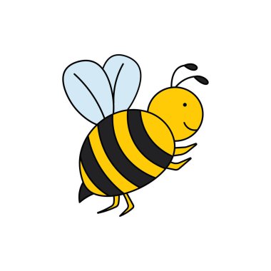 Beyaz Arkaplanda izole edilmiş Çizgi film Vektör illüstrasyon Arısı simgesi çizen çocuklar