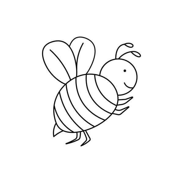 Ručně Kreslené Děti Kresba Cartoon Vector Ilustrace Včela Ikona Izolované — Stockový vektor