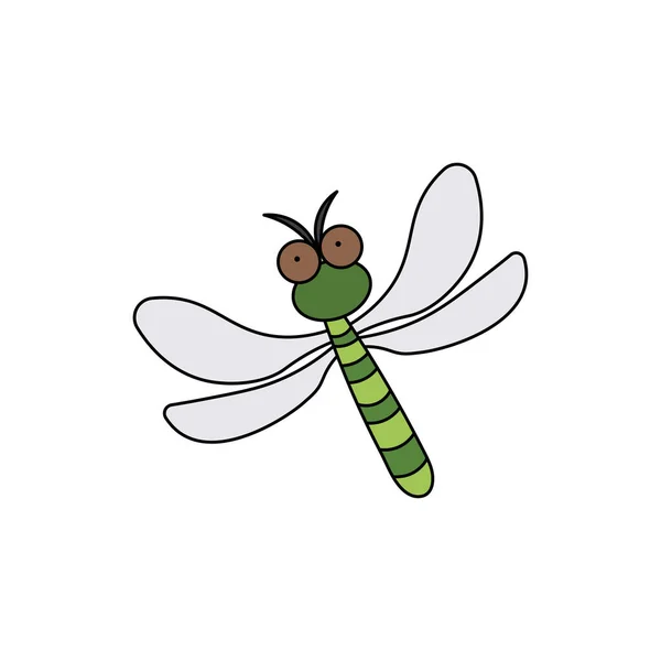Παιδιά Σχέδιο Cartoon Εικονογράφηση Διάνυσμα Dragonfly Εικονίδιο Απομονωμένο Λευκό Φόντο — Διανυσματικό Αρχείο