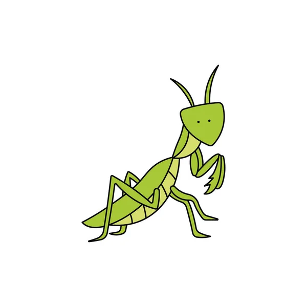 Παιδιά Σχέδιο Cartoon Vector Εικονογράφηση Mantis Εικονίδιο Απομονωμένο Λευκό Φόντο — Διανυσματικό Αρχείο