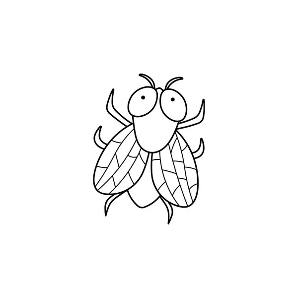 Χειροποίητο Παιδικό Σχέδιο Εικονογράφηση Διάνυσμα Εικονίδιο Μύγας Απομονωμένο Λευκό Φόντο — Διανυσματικό Αρχείο