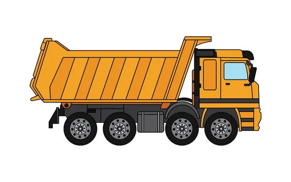 Hand Drawn Kids Drawing Cartoon Vector Illustration Dumptruck Isolated White — Stock Vector