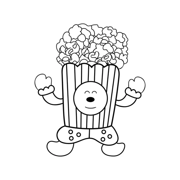Handgezeichnete Kinder Zeichnung Cartoon Vector Illustration Lustiger Popcorn Clown Isoliert — Stockvektor